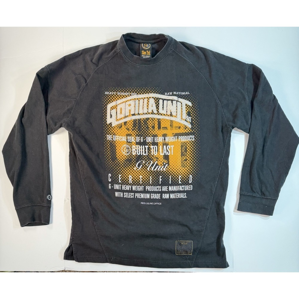 G Unit Gorilla Unit Long Sleeve Shirt 2XL Black Streetwear Hip Hop Graphic